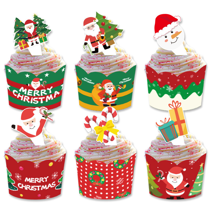 クリスマスパーティー用品装飾クリスマスケーキカードカードカード旗紙コップの縁|undefined