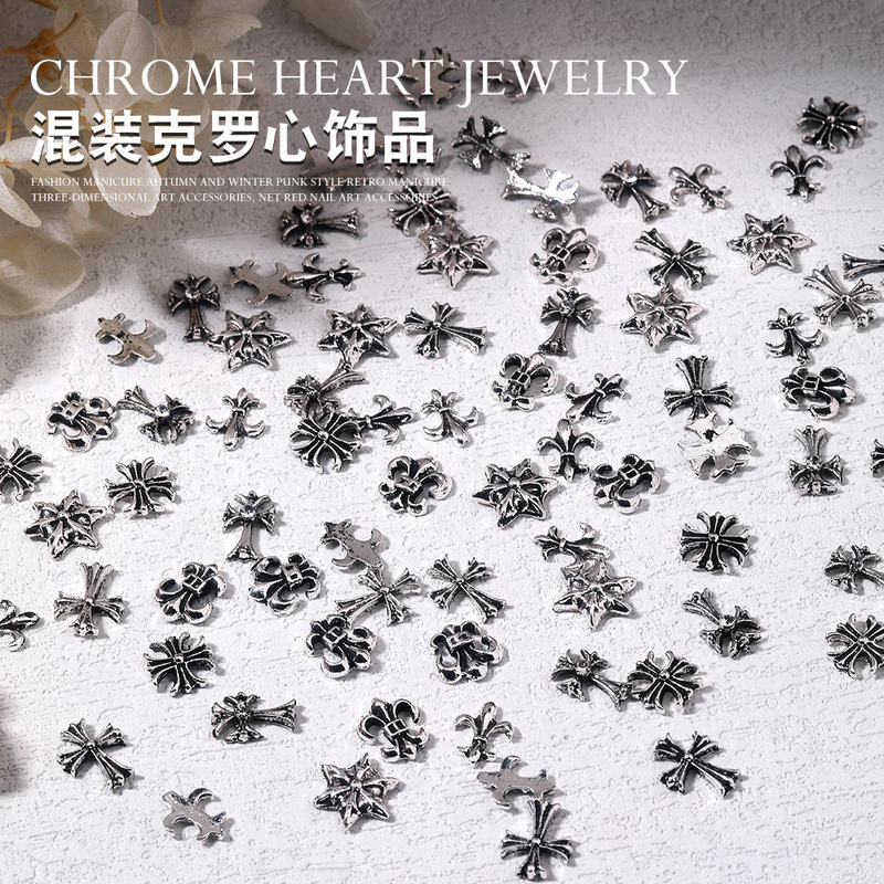 120 pieces cross-border hot sale cross cross Cross heart suit alloy jewelry mixed six nail jewelry wholesale
