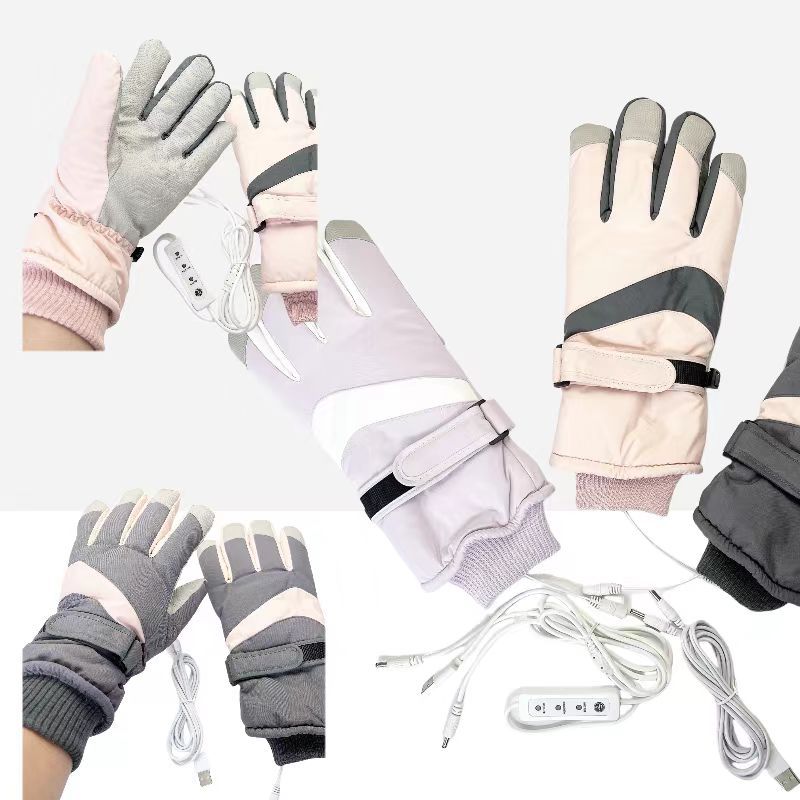 Guanti riscaldanti USB Guanti da sci invernali caldi riscaldanti palmo ispessito antiscivolo touch screen tessuto Oxford sport equitazione_voghion.com