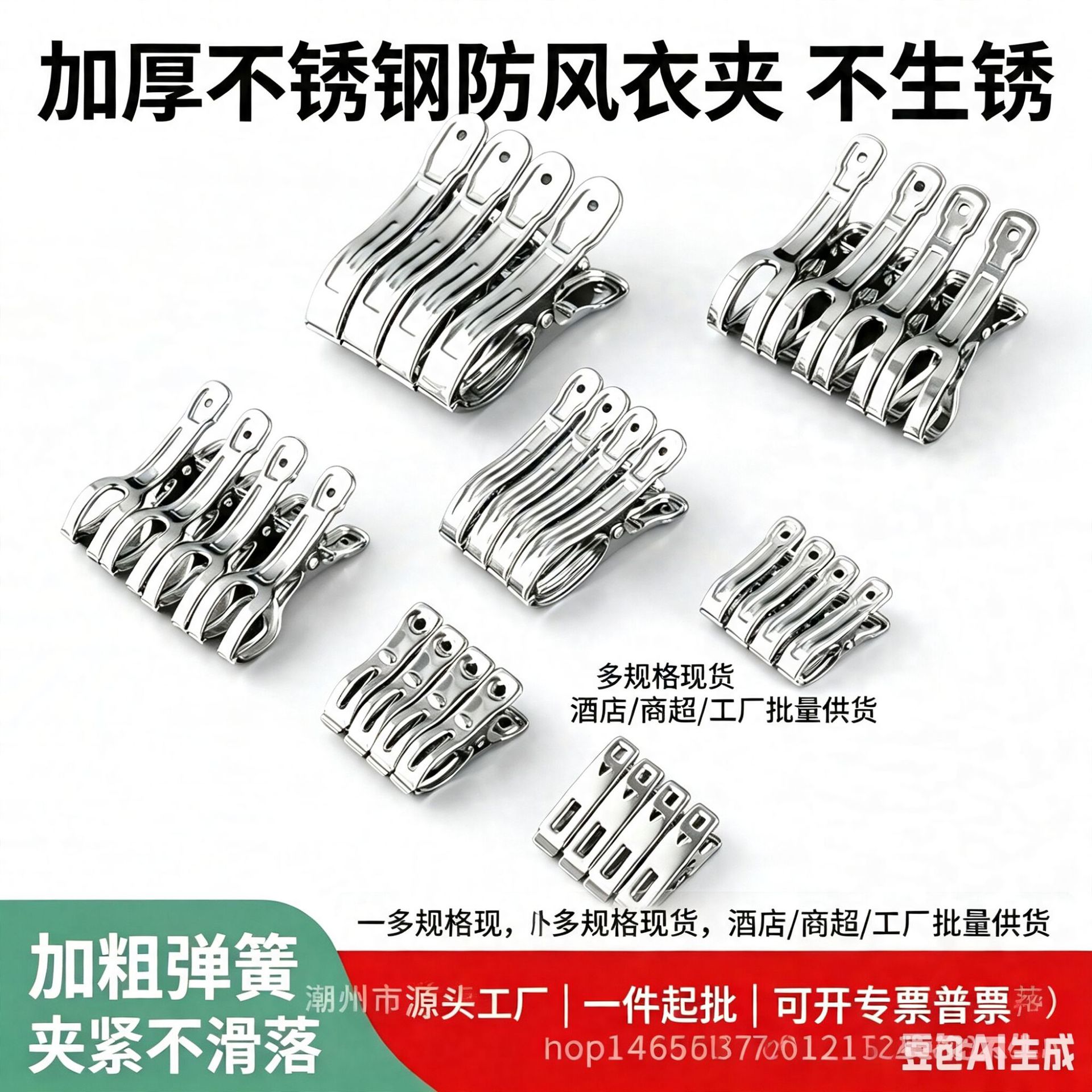Stainless Steel Windproof Clips, Spring Clips for Drying Quilts, Available from the Source Factory for Hotels and Supermarkets, Can Issue Vat Invoices