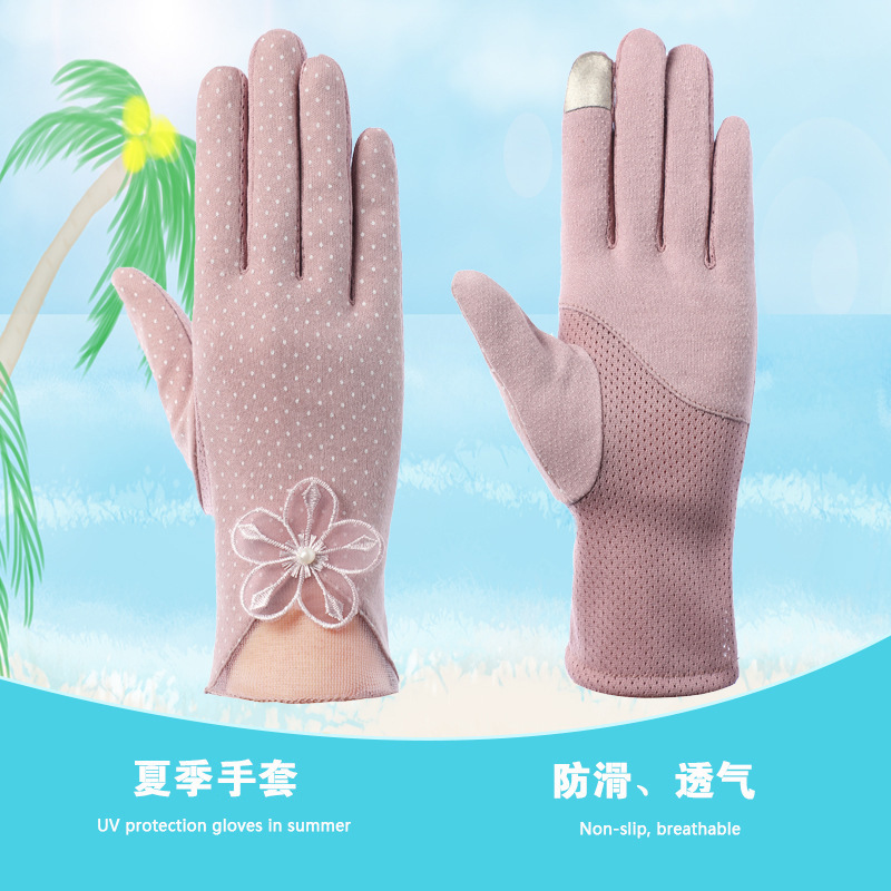 Guantes de protección solar para mujer nueva primavera y verano conducción estilo coreano encaje arco montar antideslizante guantes de pantalla táctil delgada