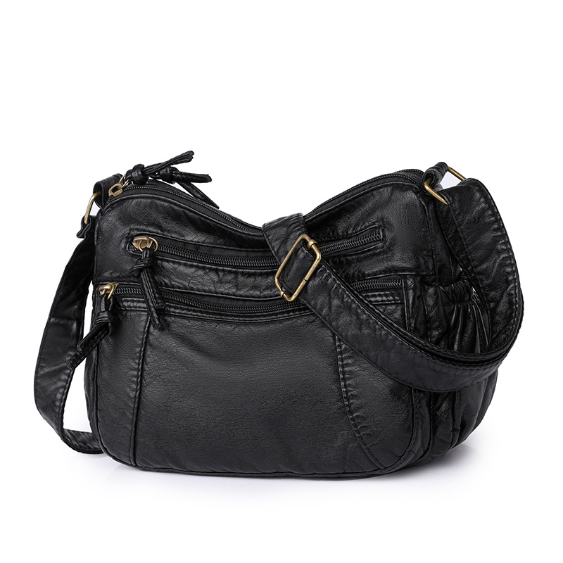 Washed Leather Women's 2023 New Model Shoulder Fashionable Large-capacity Crossbody Bag, PU Mom's Small Square Bag_voghion.com