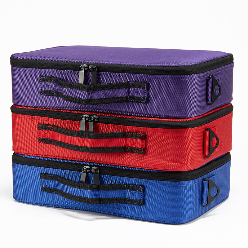 Bolsa de maquillaje portátil de gran capacidad con espejo, bolsa de almacenamiento para herramientas de tatuadores y manicuristas, bolsa con compartimentos desmontables, impermeable