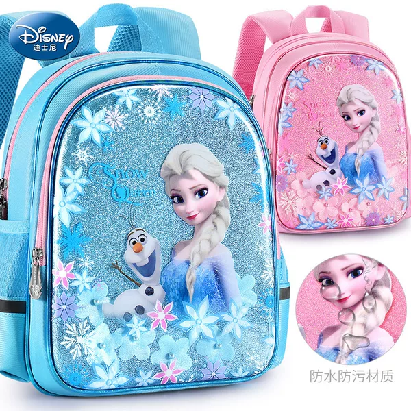 Disney Schoolbag Kidsren's Kindergarten Girl Frozen Elsa Princess 5 Years Old 4 Large and Middle Class Kindergarten Small Class Girls