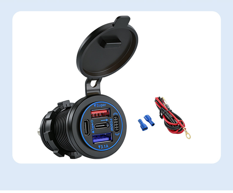 Car and Motorcycle USB Charging Port 12V Cigarette Lighter Modification Car Fast Charger Electric Vehicle Phone Charger