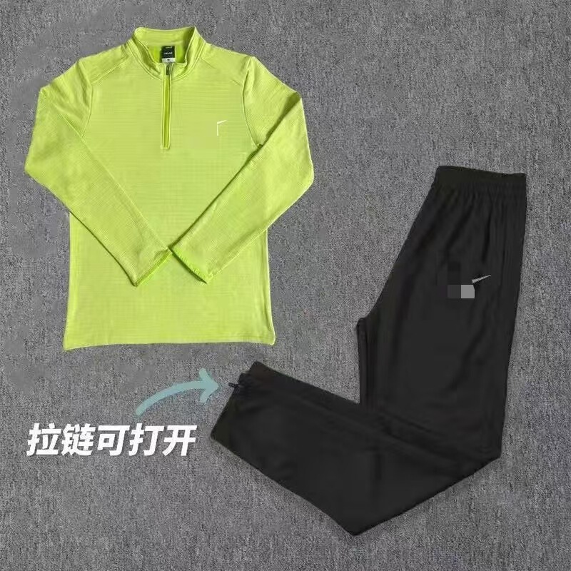 Foreign Trade Quick-Drying Sports Physical Examination Fitness Track and Field Sports Running Training Men's and Women's Pants Suit Zipper Long-Sleeved Top