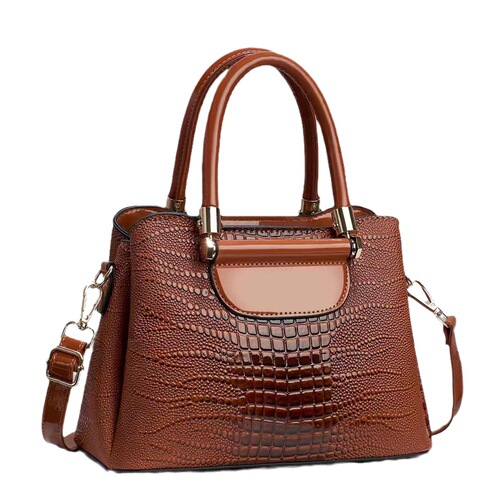 High-end fashion crocodile pattern handbag, western style casual shoulder bag, European and American style simple large capacity crossbody bag for women