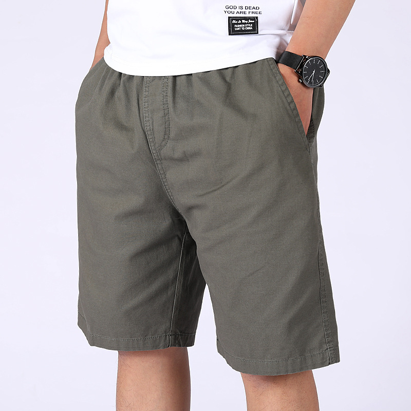 100% Pure Cotton Men's Shorts 2025 Main Recommended Style Pure Cotton Casual Knee-Length Shorts Middle-Aged Loose Dad Shorts Men's Wholesale