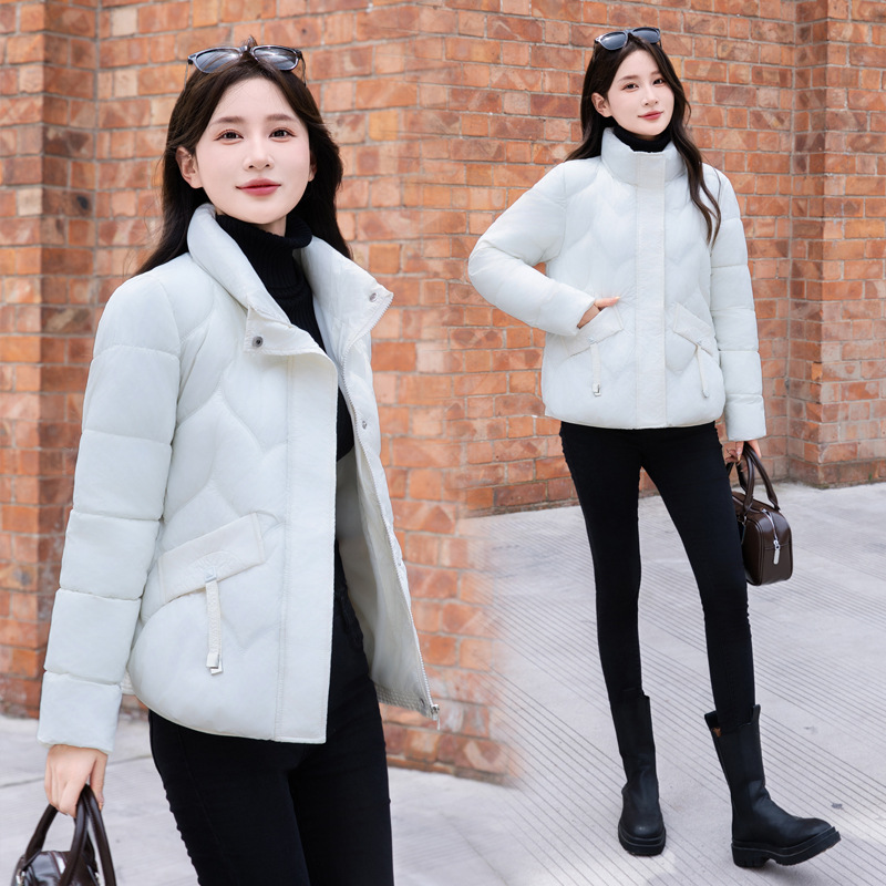 Chaqueta de algodón corta y delgada de pluma de mujer pequeña 2024 nueva explosión de moda extranjera chaqueta de algodón delgada de pluma