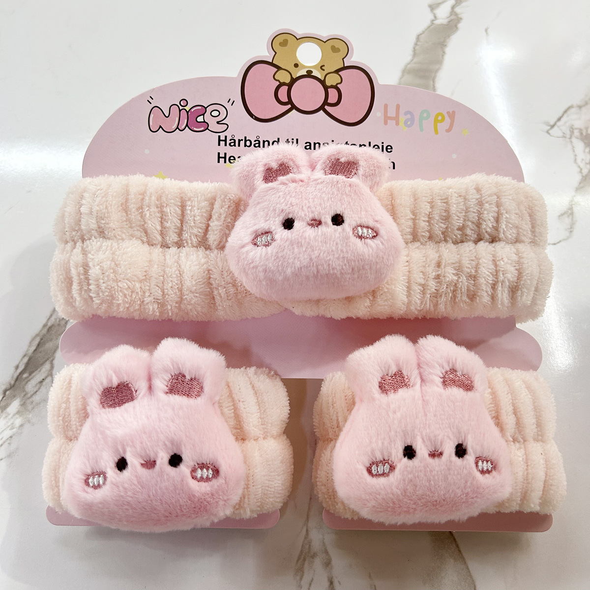 Banda de cabello de moda con tarjeta de papel dulce decoración de animales pequeños de peluche de lavado banda de cabello de dibujos animados correa de muñeca tridimensional