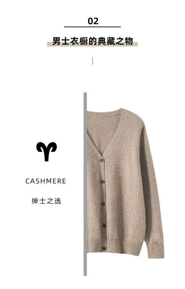 Áo cardigan len nam cổ V dài tay dáng rộng phong cách công sở — Gạo nhung thô, Màu camel, Màu camel vàng, Màu caramel chi tiết 4