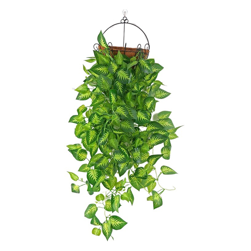 Venta al por mayor hoja artificial pequeño rábano verde colgante de pared flor artificial hoja verde planta colgante de pared ratán colgante de pared flor verde rábano colgando orquídea simulación