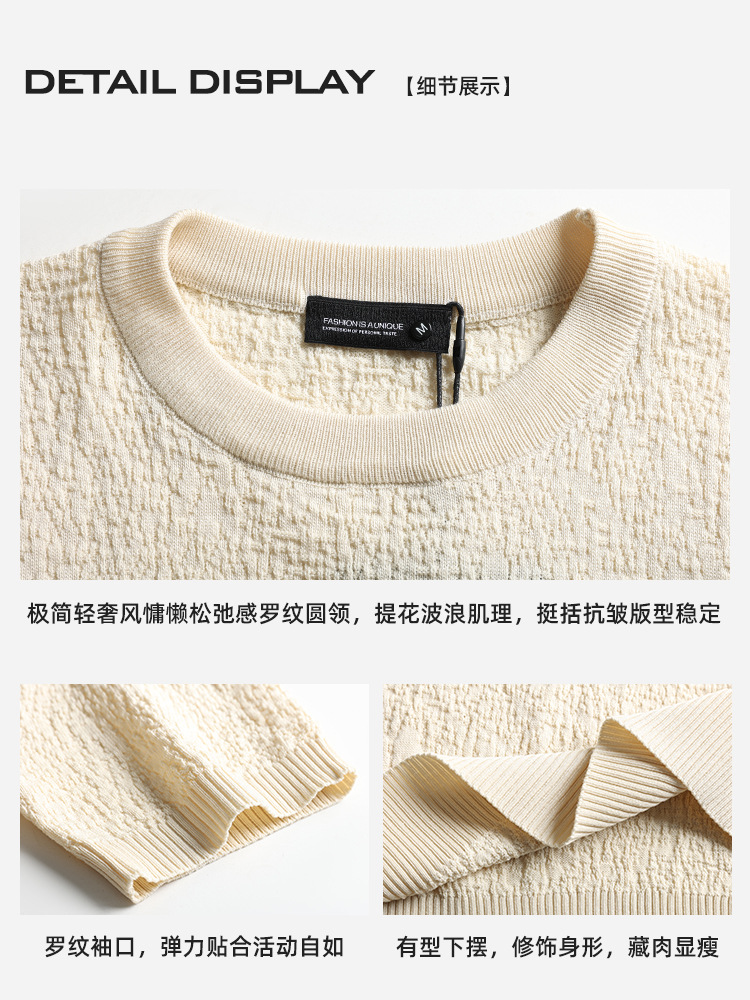 Hombre de alta gama camiseta de punto de hielo de manga corta de hombre lujo ligero de lujo de alta calidad nueva camiseta de peso pesado casual para hombre