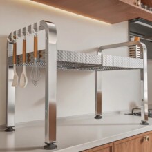 不锈钢厨房微波炉置物架台面多功能烤箱收纳架家用锅架锅具收纳架