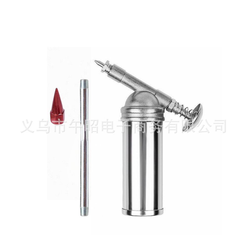 80cc 수동 미니 그리스 건 - 전기도금된 은색 연장 노즐 세트