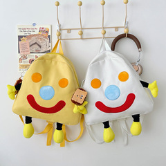 韓版可愛玩偶雙肩包2024新款時尚惡搞大容量書包個性休閒帆布旅行