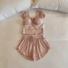 Fuchsia detachable breast pads, shorts, with short sleeve