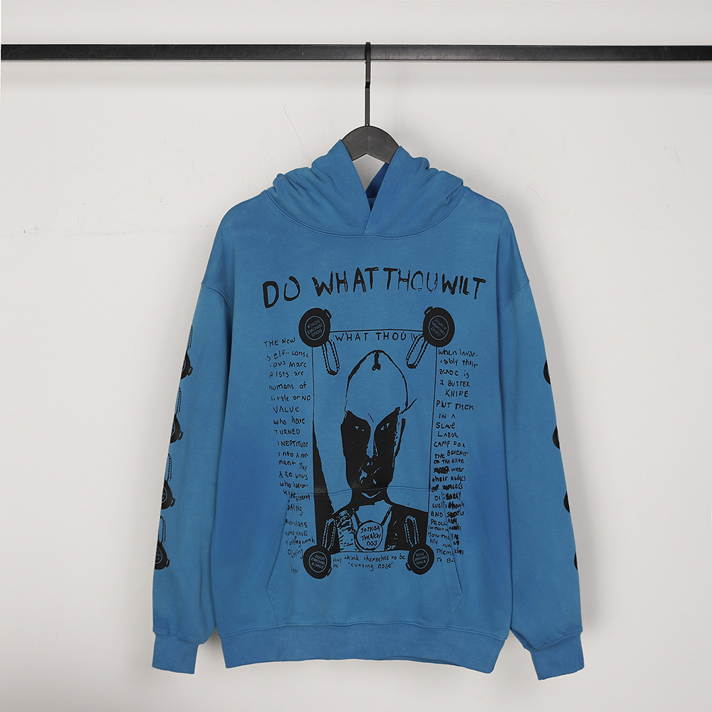 ERD melancólico rico de segunda generación alta calle lavado en agua hacer letras viejas imprimidas camisetas callejeras casuales hombres y mujeres encapuchados moda