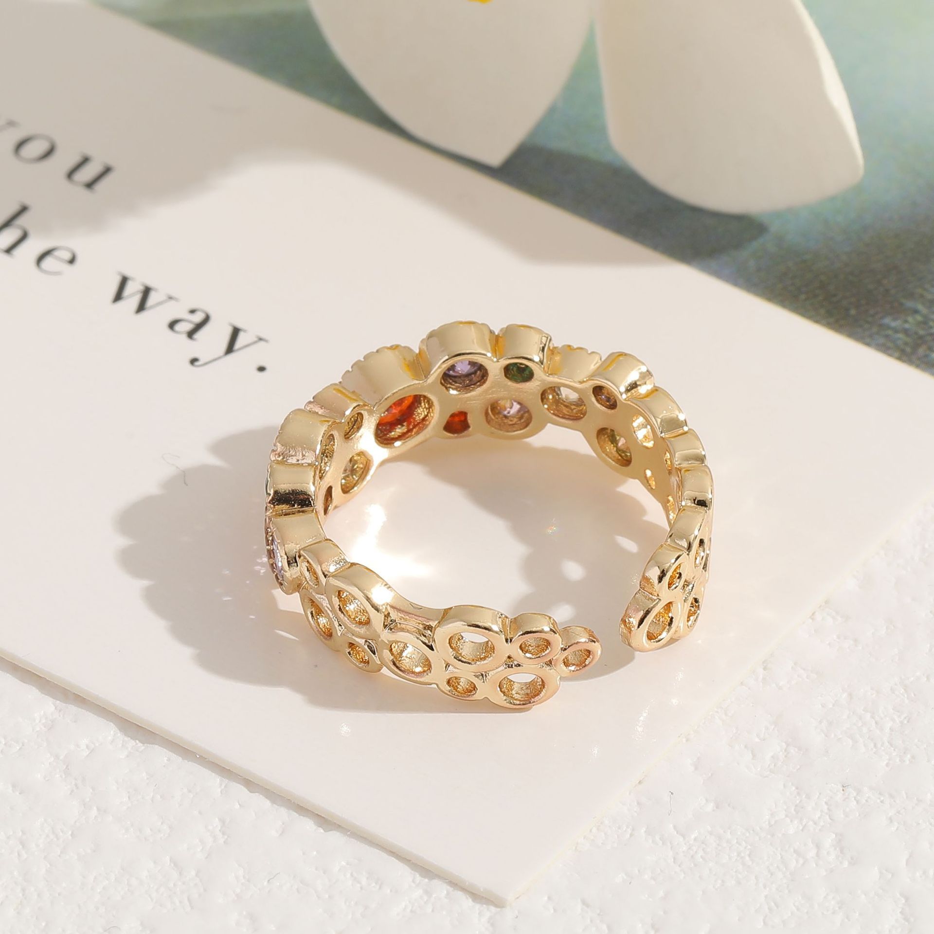 Womenu0027s Hand Jewelry Copper Real Gold Plated Inlaid Colored Zircon Rings