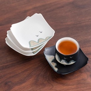 Ceramic Coaster Tea Ceremony Heat Insulation Mat Household Simple Kung Fu Tea Tasting Cup Non-slip Tea Holder Tea Set Accessories Yuanshan Tea Cup