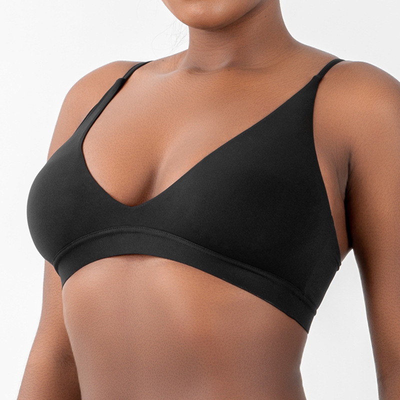 Skims Kardashian-Style Triangle Bralette Without Padding, Naked-Feel Yoga Sports Deep V Seamless Bra Skims Kardashian-Style Triangle Bralette Without Padding, Naked-Feel Yoga Sports Deep V Seamless Bra