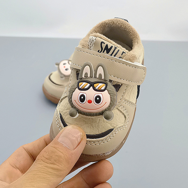 Cuero de algodón 25 otoño y invierno zapatos para bebés 01 - 3 años zapatos para bebés varones con suela suave antideslizante zapatos para bebés de niñas