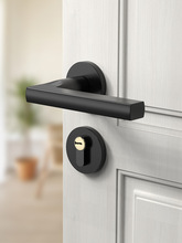 卧室门锁室内静音磁吸黑色木门锁间门把手通用型分体锁锁具房门锁