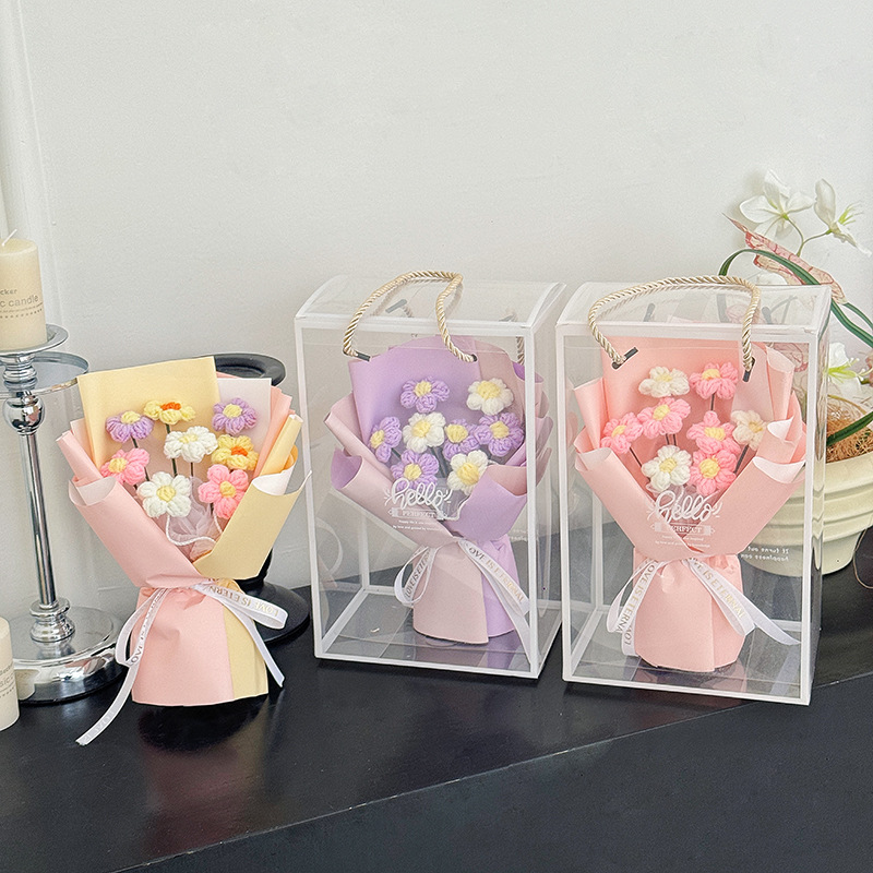 Regalo del Día de San Valentín Chino, Día del Maestro, ramo de flores artificiales hecho a mano, regalo del Día del Maestro, ramo de graduación, regalo artesanal de flores