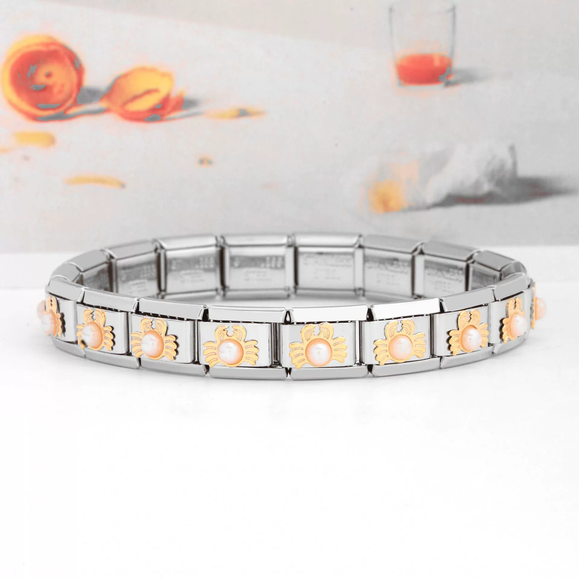 Module, elastic genuine bracelet handmade, DIY, with gem