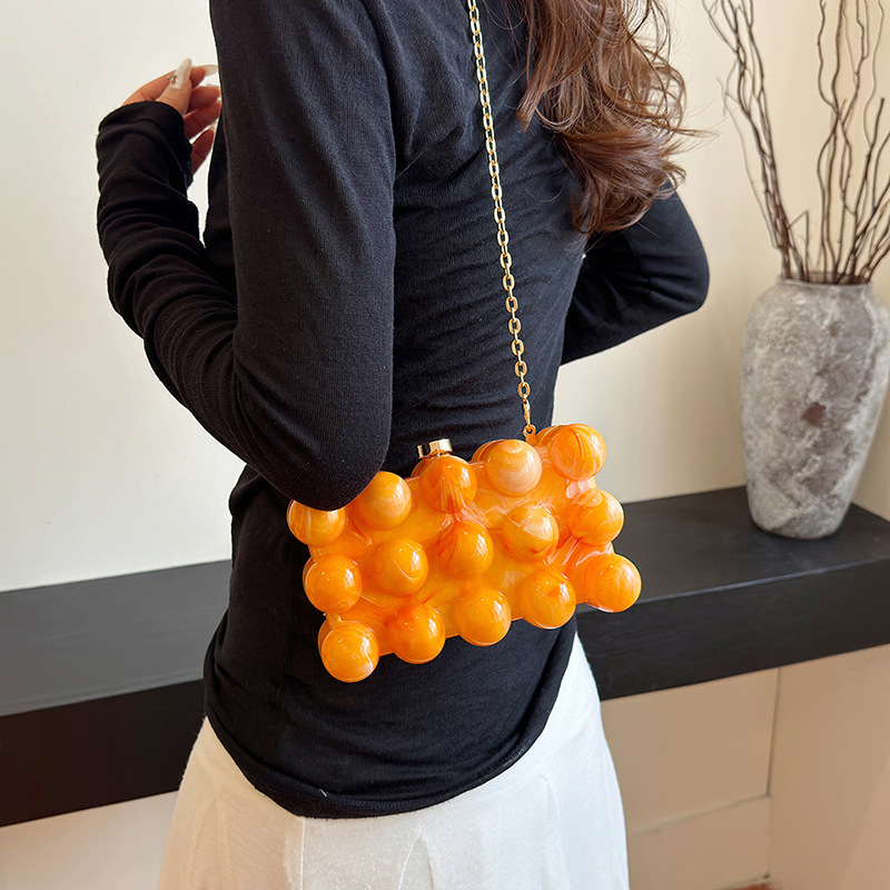 Comercio exterior transfronterizo onda francesa huevo de perla acrílico moda de hombro europeo y americano bolsa de cena acrílico