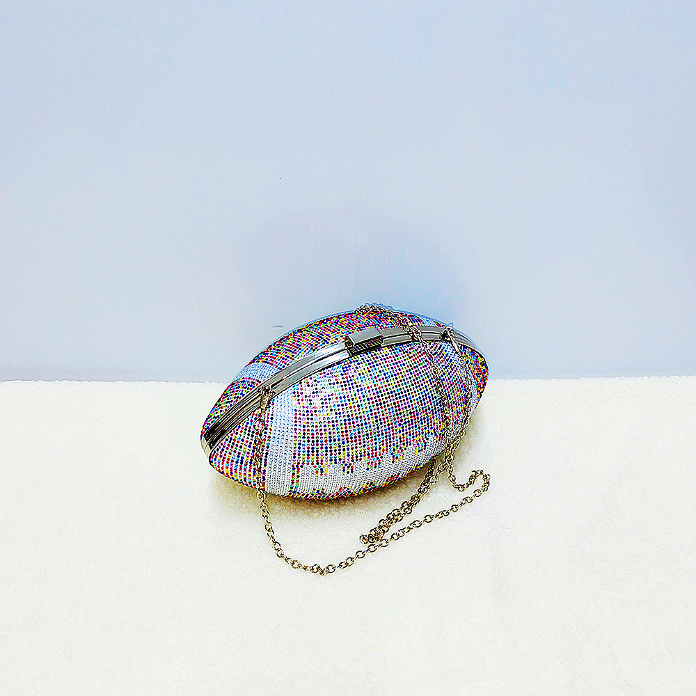 Cross-Border European & American Rugby Bag Luxury Diamond-Encrusted Women's Evening Bag Fashion Party Wedding Bridal Clutch - Thumbnail 7