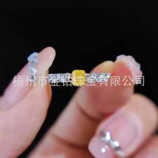 Cushion-Shaped Yellow Diamond Boutique 18K Ring Cross-Border Customized Ins Style Yellow Diamond Ring Everyday Versatile and Fresh Ring