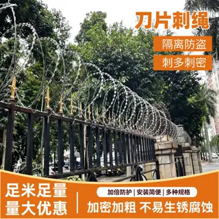 不锈钢刀片刺绳热镀锌刺丝滚笼厂区机场监狱围墙防盗隔离刀片刺网
