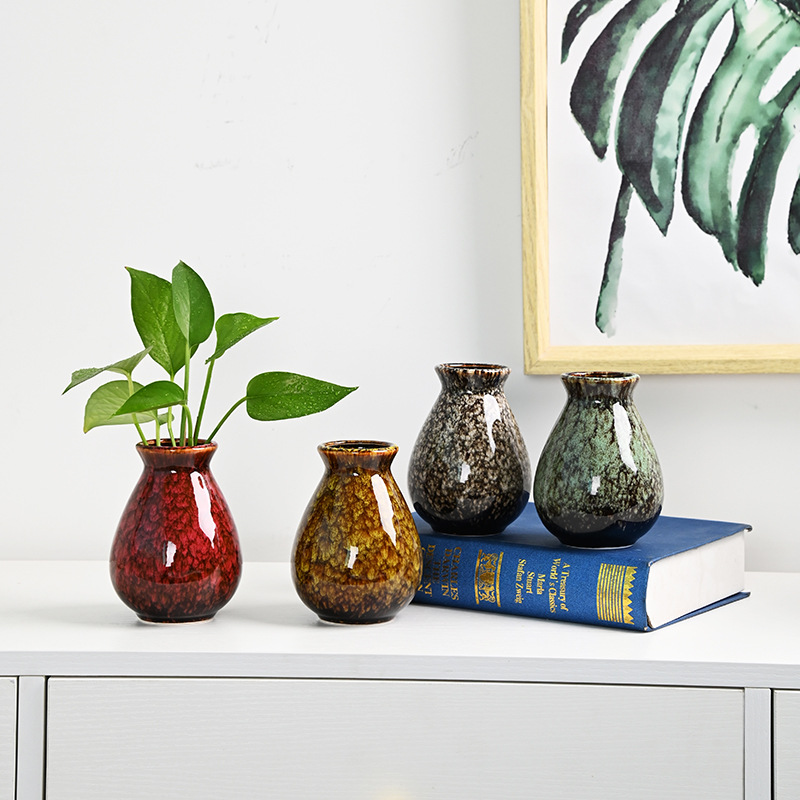 New Kiln-Turned Retro Ceramic Vase, Home Soft Decoration, Handicraft Ornaments, Model Room Decoration, Hydroponic Flower Arrangement