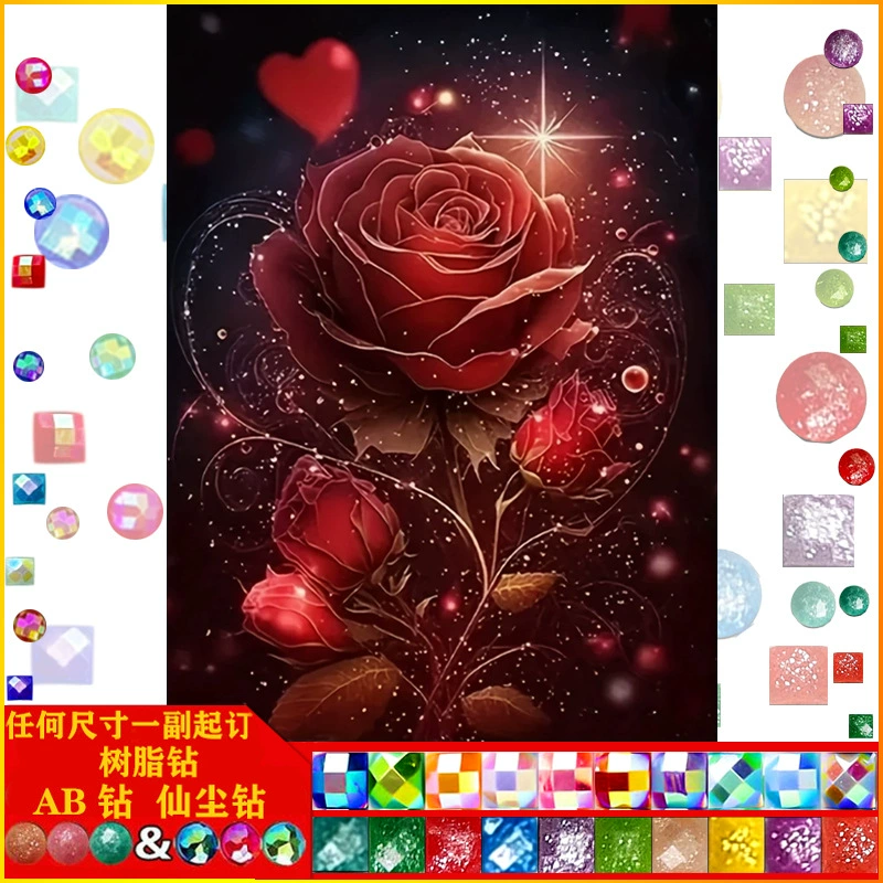 DIY алмазная вышивка высокого качества AB «фея-пыль» смоляные алмазы роза, настенная картина для декора гостиной