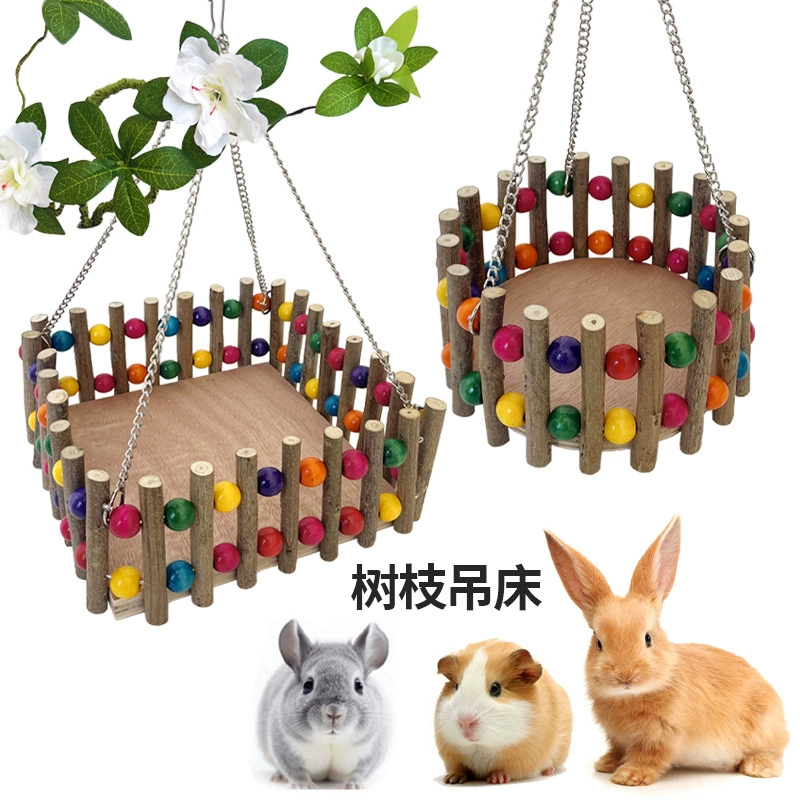 Игрушечное гнездо для домашних животных, кролик, морская свинка, шиншилла, деревянный гамак для белки, укрытие, платформа, деревянная качелька из веток дерева