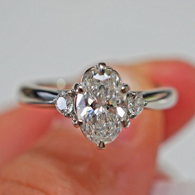 PT950铂金培育钻石戒指女士椭圆形公主结婚求婚星耀围镶|ms