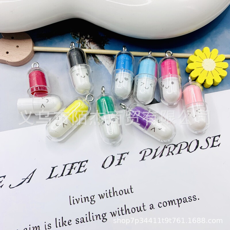 Creative Little People Capsule Mobile Phone Shell Accessories Pill Capsule Smiley Capsule DIY Drop Glue Mobile Phone Shell Material Accessories