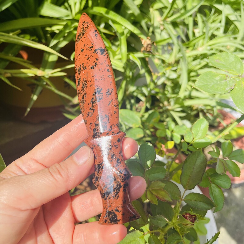 直供  天然水晶红曜石雕刻水晶匕首家居办公装饰摆件 图 3