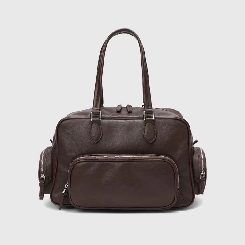 Boston 2024 new multi pocket niche leather motorcycle women's large capacity single shoulder armpit bag_voghion.com