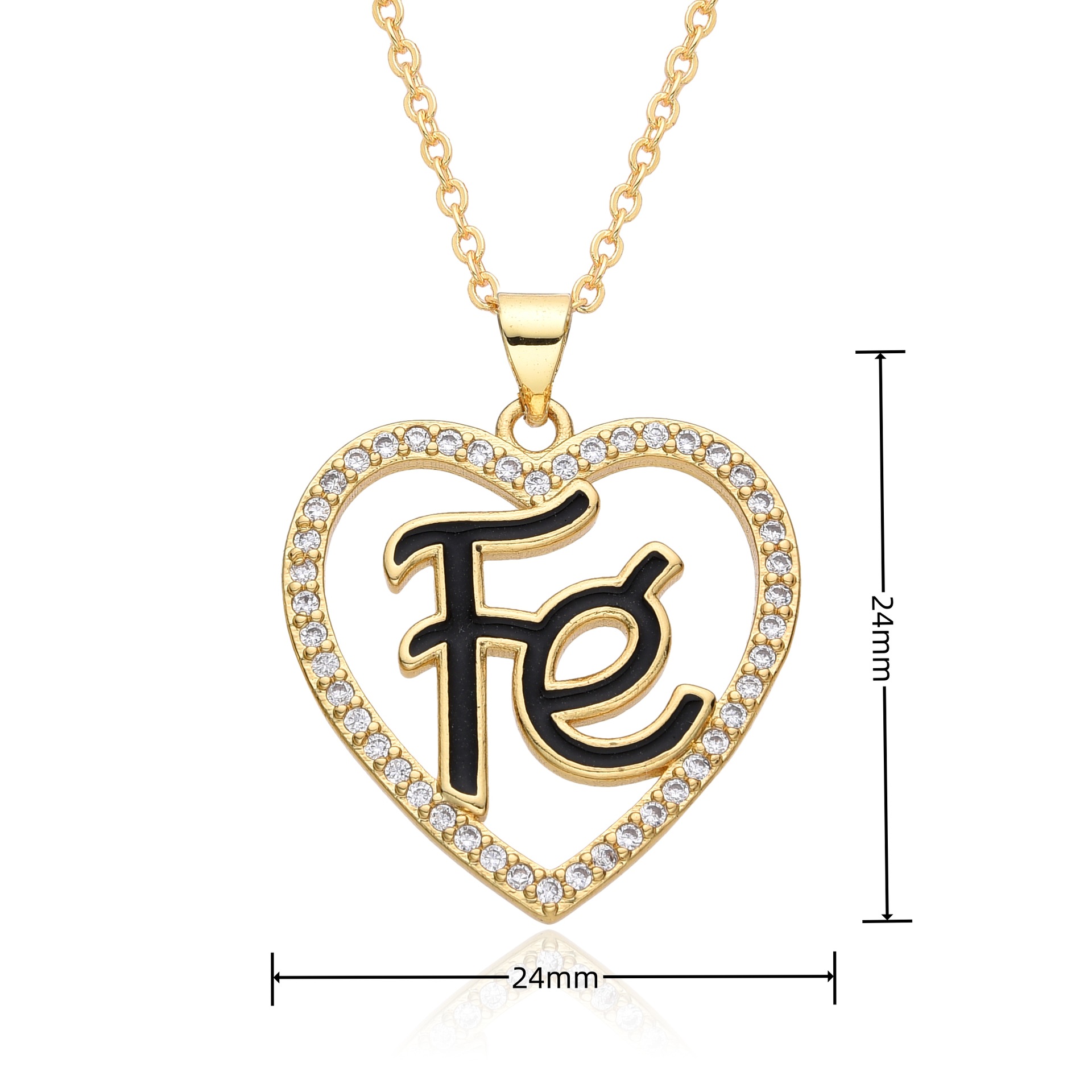 14g Weight Copper Pendant Material Zircon Inlay Material Pendant Necklace Classification Copper Chain Material cable chain Chain Type Copper Cable Chain Enamel Inlay Letter Heart Shape Zircon Pendant Necklace