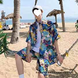 三亚旅行穿搭男士沙滩裤套装速干可下水花短裤海边度假大码大裤衩