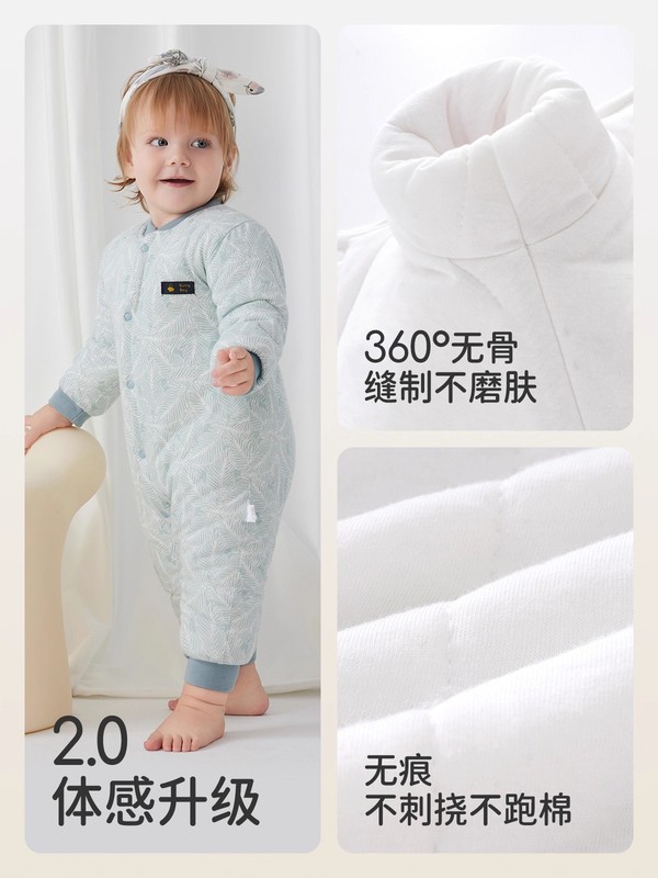 婧麒婴儿衣服秋冬夹棉保暖棉衣新生儿哈衣纯棉连体衣宝宝加厚冬装|undefined