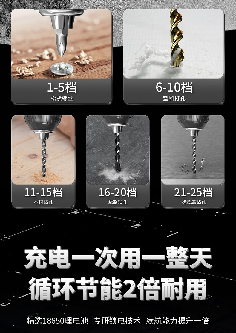 锂电钻纯铜大功率铜芯电钻手电钻充电钻多功能工具箱电动工具套装