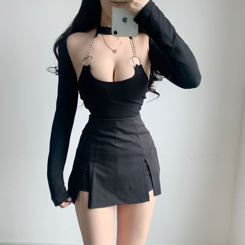 Iron Ring Zipper Bodysuit Image 4