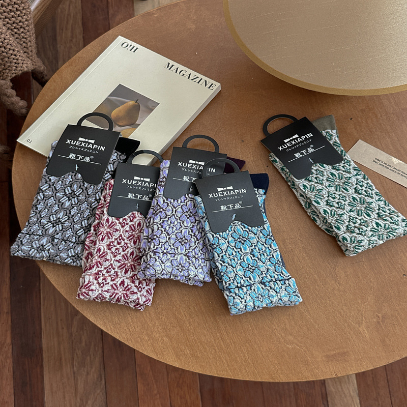 23 New Autumn and Winter Korean Preppy Style Literary Retro Sweet Girl Embossed Pattern Mid-calf Socks Pile Socks Women's Socks 23 New Autumn and Winter Korean Preppy Style Literary Retro Sweet Girl Embossed Pattern Mid-calf Socks Pile Socks Women's Socks