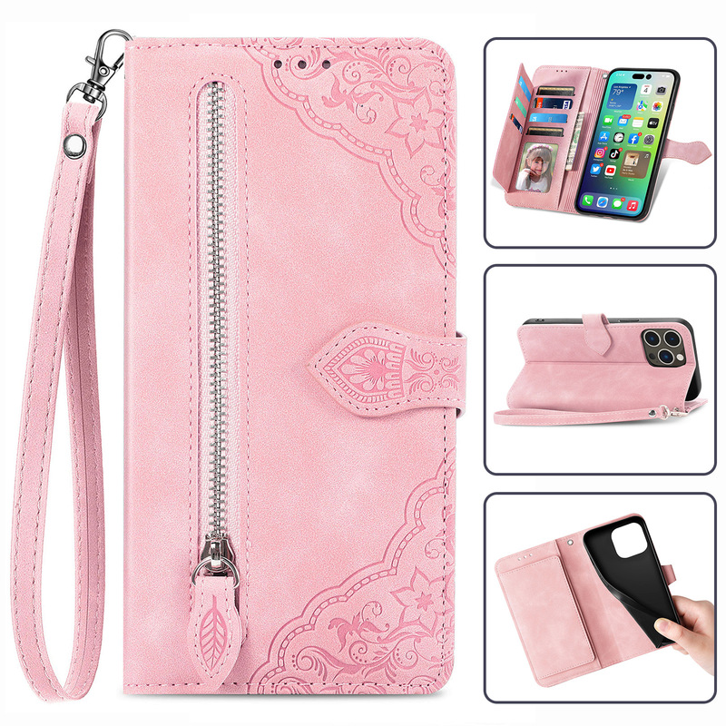 Suitable for Iphone17 Air Mobile Phone Case Apple 16 Mobile Phone Leather Case 15 Zipper Wallet Flip Cover Samsung S25 Protection