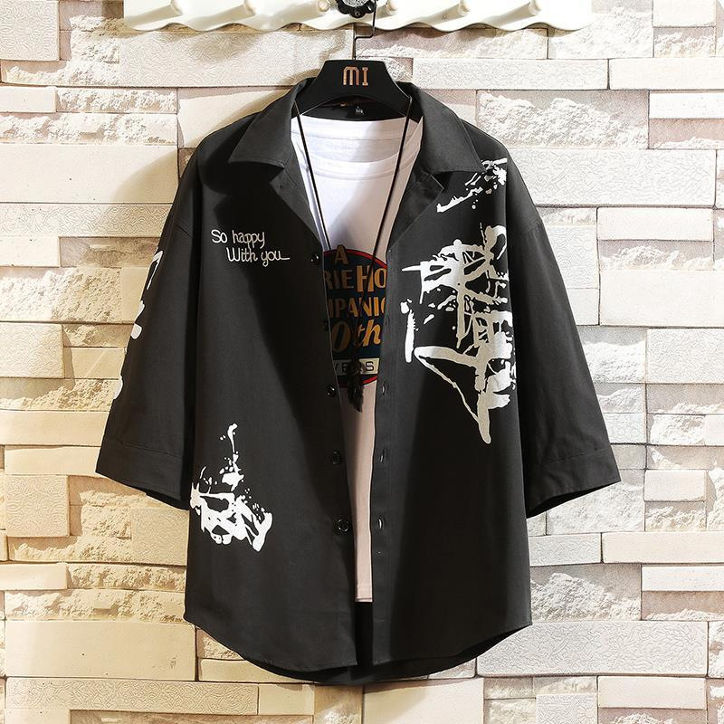 Ropa DE TRABAJO suelta de verano camisa de manga tres cuartos suelta casual volantes guapo media manga camisa de manga corta abrigo moda al por mayor