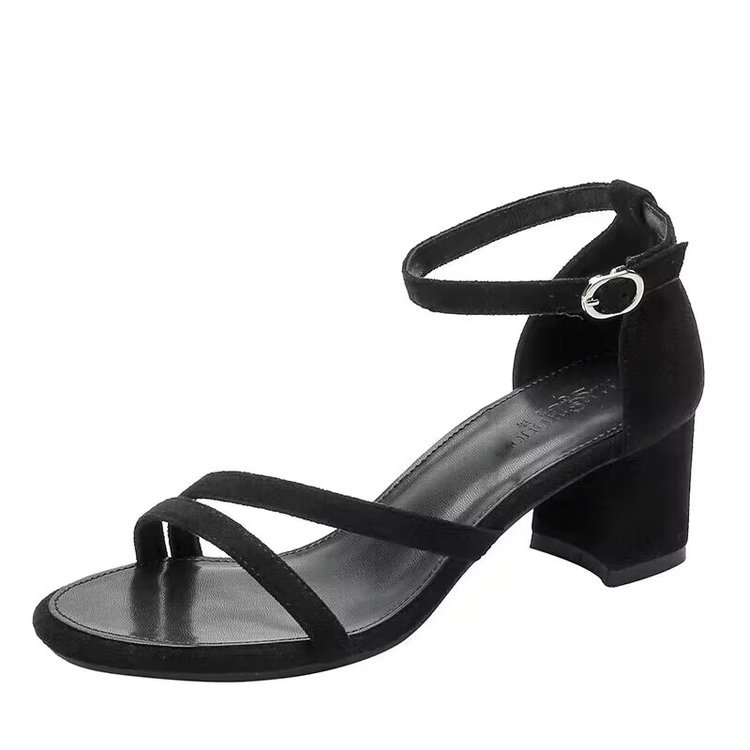 Fada francesa tierna zapatos de tacones altos para mujeres 2026 verano nuevo tacones gruesos de hebilla de sandalias de talón con falda