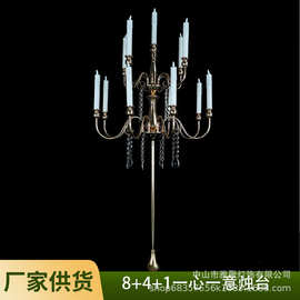 欧式金色烛台8+4+1步步高铁艺电镀婚庆装饰摆件浪漫烛光晚餐蜡烛